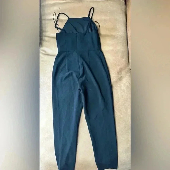 French Connection Womens Black Square-Neck Tapered Leg Crop Jumpsuit Size 4 - Picture 12 of 13